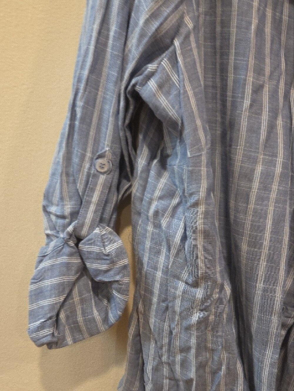 Blush Blue and White Striped Tie-Front Shirt - Picture 8 of 11